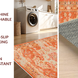Ultra Soft Area Rug, Non Slip, Stain Resistant, Washable Area Rugs for Living Room, Bedroom, Charming Soft Textured Motif Runner(Orange)