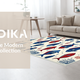 Ultra Soft Area Rug, Non Slip, Stain Resistant, Washable Area Rugs for Living Room, Bedroom, Luxurious Blue Tones Nautical Design(Blue)