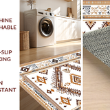 Ultra Soft Area Rug, Non Slip, Stain Resistant, Washable Area Rugs for Living Room, Bedroom, Chic Modern Ethnic Pattern(White)