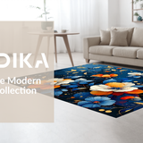 Ultra Soft Area Rug, Non Slip, Stain Resistant, Washable Area Rugs for Living Room, Bedroom, Rustic Vibrant Botanical Arrangement(Blue)
