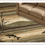 Ultra Soft Area Rug, Non Slip, Stain Resistant, Washable Area Rugs for Living Room, Bedroom, Earthy Tones with Fishing Motif(Brown)