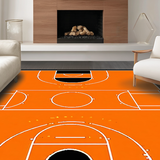 Ultra Soft Area Rug, Non Slip, Stain Resistant, Washable Area Rugs for Living Room, Bedroom, Vibrant Circular Basketball Motif(Orange)