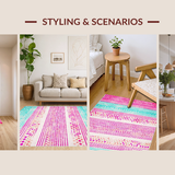 Ultra Soft Area Rug, Non Slip, Stain Resistant, Washable Area Rugs for Living Room, Bedroom, Lively Spring Bloom Aesthetic(Pink)