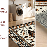 Ultra Soft Area Rug, Non Slip, Stain Resistant, Washable Area Rugs for Living Room, Bedroom, Artful Black and White Geometric Fusion(Black)