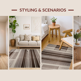 Ultra Soft Area Rug, Non Slip, Stain Resistant, Washable Area Rugs for Living Room, Bedroom, Trendy Minimalist Grid Arrangement(Brown)
