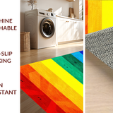 Ultra Soft Area Rug, Non Slip, Stain Resistant, Washable Area Rugs for Living Room, Bedroom, Sleek Modern Rainbow Accents(Blue)