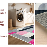 Ultra Soft Area Rug, Non Slip, Stain Resistant, Washable Area Rugs for Living Room, Bedroom, Sleek Abstract Geometric Motif(Gray)