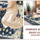 Ultra Soft Area Rug, Non Slip, Stain Resistant, Washable Area Rugs for Living Room, Bedroom, Rustic Gold and Blue Patterned Motif(Blue)