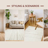 Ultra Soft Area Rug, Non Slip, Stain Resistant, Washable Area Rugs for Living Room, Bedroom, Trendy Neutral Toned Wavy Composition(Beige)
