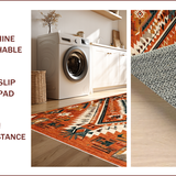 Ultra Soft Area Rug, Non Slip, Stain Resistant, Washable Area Rugs for Living Room, Bedroom, Vibrant Southwestern Rustic Aesthetic(Red)