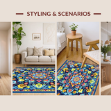 Ultra Soft Area Rug, Non Slip, Stain Resistant, Washable Area Rugs for Living Room, Bedroom, Contemporary Kaleidoscopic Art Piece(Blue)