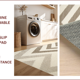 Ultra Soft Area Rug, Non Slip, Stain Resistant, Washable Area Rugs for Living Room, Bedroom, Contemporary Chevron Wool Rug for Minimal Decor(Beige)