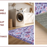Ultra Soft Area Rug, Non Slip, Stain Resistant, Washable Area Rugs for Living Room, Bedroom, Boho Floral Machine Washable(Purple)