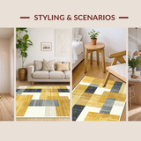 Ultra Soft Area Rug, Non Slip, Stain Resistant, Washable Area Rugs for Living Room, Bedroom, Stylish Contemporary Ogee Patterns(Gold)