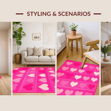 Ultra Soft Area Rug, Non Slip, Stain Resistant, Washable Area Rugs for Living Room, Bedroom, Stylish Heart-Inspired Room Element(Pink)