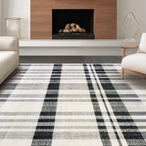 Ultra Soft Area Rug, Non Slip, Stain Resistant, Washable Area Rugs for Living Room, Bedroom, Monochrome Layered Stripe Rug with Absorbent Non Slip Backing for Entryways(Gray)