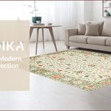 Ultra Soft Area Rug, Non Slip, Stain Resistant, Washable Area Rugs for Living Room, Bedroom, Soft Cream Ethereal Botanical Motif(Ivory)