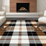 Ultra Soft Area Rug, Non Slip, Stain Resistant, Washable Area Rugs for Living Room, Bedroom, Vibrant Plaid and Animal Fusion(Brown)