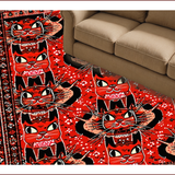 Ultra Soft Area Rug, Non Slip, Stain Resistant, Washable Area Rugs for Living Room, Bedroom, Western Cat Design Plush(Red)