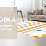 Ultra Soft Area Rug, Non Slip, Stain Resistant, Washable Area Rugs for Living Room, Bedroom, Modern Soft-Toned Circular Design(White)