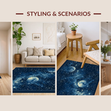 Ultra Soft Area Rug, Non Slip, Stain Resistant, Washable Area Rugs for Living Room, Bedroom, Serene Nighttime Celestial Display(Blue)