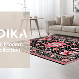 Modern Tiled Floral Aesthetic(Black)