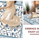 Ultra Soft Area Rug, Non Slip, Stain Resistant, Washable Area Rugs for Living Room, Bedroom, Sophisticated Blue Gray Tiled Pattern(White)