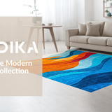 Ultra Soft Area Rug, Non Slip, Stain Resistant, Washable Area Rugs for Living Room, Bedroom, Vibrant Abstract Geometric Theme(Orange)