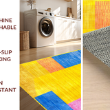 Ultra Soft Area Rug, Non Slip, Stain Resistant, Washable Area Rugs for Living Room, Bedroom, Contemporary Multicolor Mosaic Art(Yellow)
