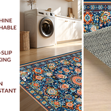 Ultra Soft Area Rug, Non Slip, Stain Resistant, Washable Area Rugs for Living Room, Bedroom, Dynamic Color Splash Medallion Style(Blue)