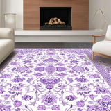 Ultra Soft Area Rug, Non Slip, Stain Resistant, Washable Area Rugs for Living Room, Bedroom, Chic Vintage Purple Blossom Design(Purple)