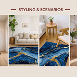 Ultra Soft Area Rug, Non Slip, Stain Resistant, Washable Area Rugs for Living Room, Bedroom, Vibrant Abstract Luxe Statement(Blue)