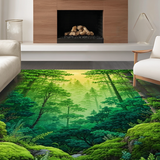 Ultra Soft Area Rug, Non Slip, Stain Resistant, Washable Area Rugs for Living Room, Bedroom, Lush Forest Floral Motif(Green)
