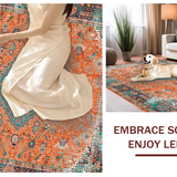 Ultra Soft Area Rug, Non Slip, Stain Resistant, Washable Area Rugs for Living Room, Bedroom, Stylish Teal and Orange Palette(Orange)