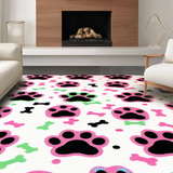 Ultra Soft Area Rug, Non Slip, Stain Resistant, Washable Area Rugs for Living Room, Bedroom, Cheerful Puppy Themed Soft Rug(White)