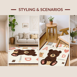 Ultra Soft Area Rug, Non Slip, Stain Resistant, Washable Area Rugs for Living Room, Bedroom, Cute Animal Alphabet Exploration(Brown)
