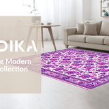 Ultra Soft Area Rug, Non Slip, Stain Resistant, Washable Area Rugs for Living Room, Bedroom, Artistic Abstract Floral Waves(Purple)