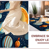 Ultra Soft Area Rug, Non Slip, Stain Resistant, Washable Area Rugs for Living Room, Bedroom, Colorful Solar System Educational Kids Bedroom Rug(Blue)