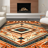Ultra Soft Area Rug, Non Slip, Stain Resistant, Washable Area Rugs for Living Room, Bedroom, Elegant Organic Shape Motif(Orange)
