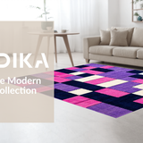 Ultra Soft Area Rug, Non Slip, Stain Resistant, Washable Area Rugs for Living Room, Bedroom, Modern Abstract Circular Patterns(Purple)