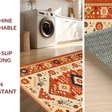 Ultra Soft Area Rug, Non Slip, Stain Resistant, Washable Area Rugs for Living Room, Bedroom, Chic Colorful Geometric Arrangement(Orange)