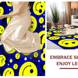 Ultra Soft Area Rug, Non Slip, Stain Resistant, Washable Area Rugs for Living Room, Bedroom, Whimsical Retro Smile Decor(Yellow)