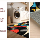 Ultra Soft Area Rug, Non Slip, Stain Resistant, Washable Area Rugs for Living Room, Bedroom, Music Lover's Colorful Kitchen Absorbent Doormat(Black)