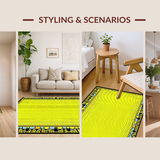 Ultra Soft Area Rug, Non Slip, Stain Resistant, Washable Area Rugs for Living Room, Bedroom, Eclectic Scalloped Edge Decor(Yellow)