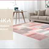 Ultra Soft Area Rug, Non Slip, Stain Resistant, Washable Area Rugs for Living Room, Bedroom, Artistic Pastel Boxed Patterns(Pink)