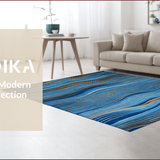 Ultra Soft Area Rug, Non Slip, Stain Resistant, Washable Area Rugs for Living Room, Bedroom, Vibrant Multi-Tonal Organic Flow(Blue)