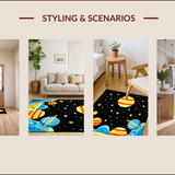 Ultra Soft Area Rug, Non Slip, Stain Resistant, Washable Area Rugs for Living Room, Bedroom, Vibrant Galactic Educational Artistry(Red)