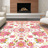 Ultra Soft Area Rug, Non Slip, Stain Resistant, Washable Area Rugs for Living Room, Bedroom, Trendy Vintage Inspired Flora(White)
