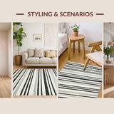 Ultra Soft Area Rug, Non Slip, Stain Resistant, Washable Area Rugs for Living Room, Bedroom, Modern Geometric Outdoor Carpet(Black)