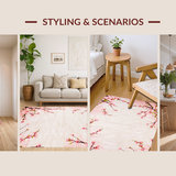Ultra Soft Area Rug, Non Slip, Stain Resistant, Washable Area Rugs for Living Room, Bedroom, Lush Pink Blossom Artistry(Pink)